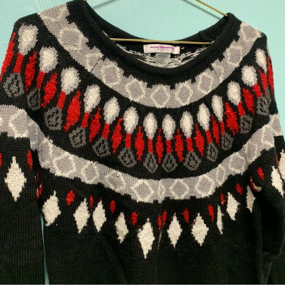 5for20 Allison Daley petite black white & red ski knit Christmas sweater - Picture 3 of 8